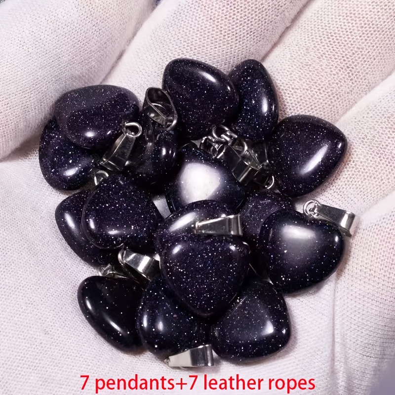 Natural Stone Heart-Shaped Pendant Set for DIY